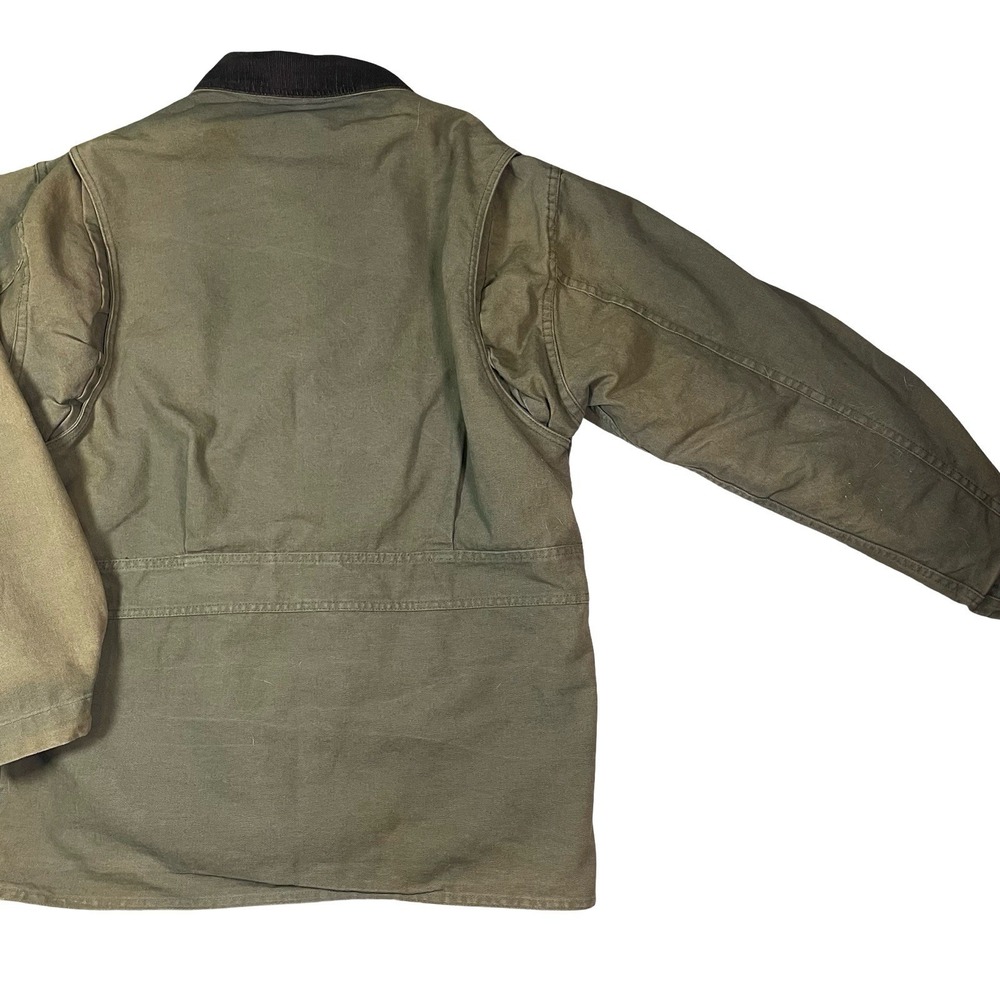 Woolrich Canvas Jacket Mens M Wool Flannel Lined Chore Coat Green Vtg USA - Picture 9 of 15
